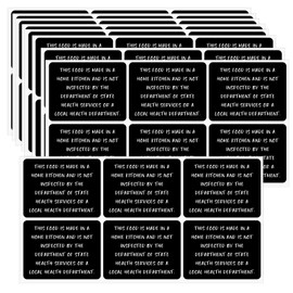 120 Pack Made in Home Kitchen Food Label Stickers,Cottage Food Law Labels Bakery Stickers,Cottage Kitchen Food Safety Labels Non-Inspection Statement(1.5"x2",Black)