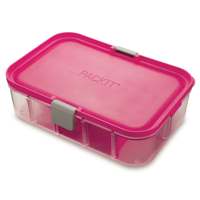 PackIt Flex Bento Food Storage Container, Ripe Raspberry, Shatterproof Crystal