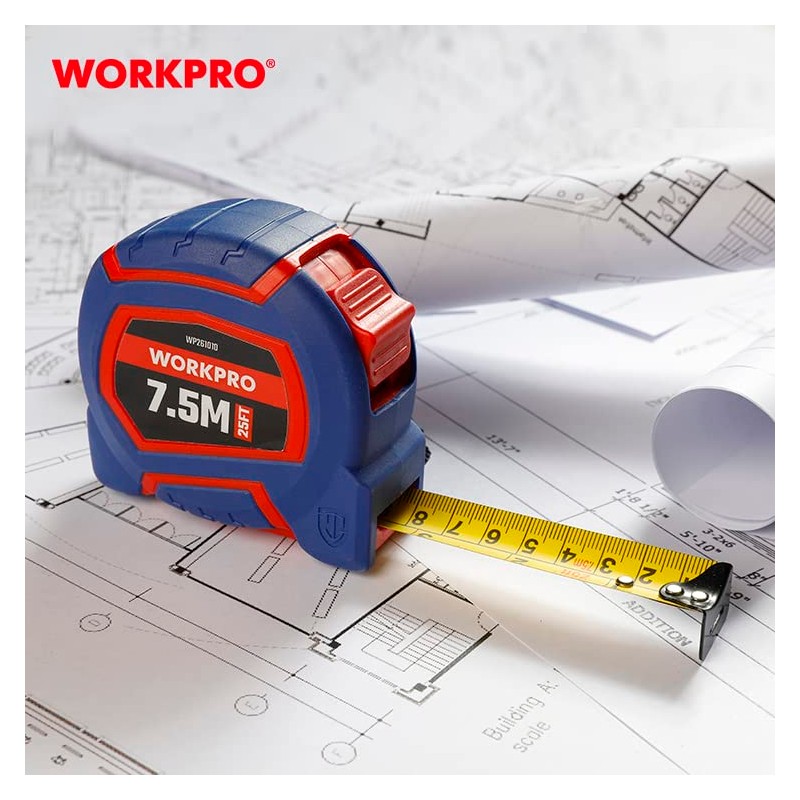 WORKPRO 7.5m 25mm Plastic Tape with Lower Lock 13 x