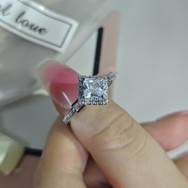 3ct Moissanite Rings for Women,925 Sterling Silver Full Diamond Ring Shaped Promise Rings for Her Diamond Rings S925 Sterling Silver 18k White Gold Cocktail Rings Moissanite Engagement Rings（6）