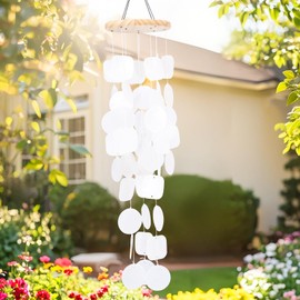 MUMTOP Shell Wind Chimes for Outside Clearance, Tropical White Capiz Shell Wind Chime for Patio,Indoor,Outdoor,Garden,Yard,Coastal,Beach Decor or Gifts for Women,Girl
