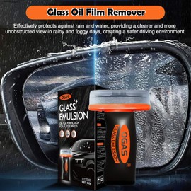 Glass Oil Film Remover for Car Windowshield, Windows & Rearview Mirror - Auto Glass Emulsion Cleaner Kit, Remove Grease, Road Grime, Water Sport, Reduce Glare Improve Visibility for Safe Driving