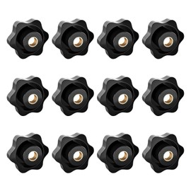 JJWNMLL 12PCS Clamping Screw Knob Star M8-Outer Diameter 38 Thumb Bolts Thread Replacement Star Hand Knob Tightening, Black Grip