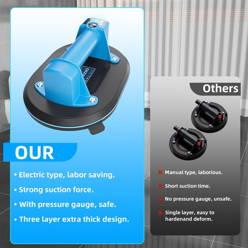 Battery Suction Cup – Cordless Vacuum Lifter for Tiles Glass,