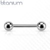 PiercedOff Titanium Straight Barbell with Externally Threaded Solid Balls -