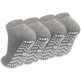 ZAKASA Non Slip Grip Socks for Men Non Skid Grippy Socks Anti Slip Gripper Socks for Elderly Hospital Yoga, Grey-4 Pack, 11-13