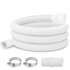 KAINGA 6 FT Universal Washing Machine Drain Hose Extension Kit, Flexible Washer Drain Hose, Universal Fit All Drain Hose, Corrugated Washer Hose with 1 Adapter & 2 Clamps, White