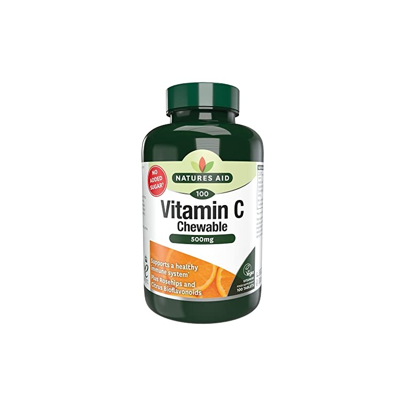 Natures Aid Chewable Vitamin C 500 mg, Sugar Free, Suitable