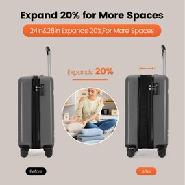 PRIMICIA GinzaTravel 3-Piece Luggage Sets Expandable Suitcases with 4 Wheels PC+ABS Durable Hardside Luggage sets TSA lock (2-Piece Set(20"/29"), Dark Gray)