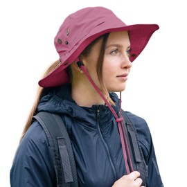 TOP-EX Womens Waterproof Ponytail Bucket Sun Hat - Wide Brim Boonie Hat with Pony Hole, UPF SPF UV Protection for Beach Safari Outdoor Hiking - Summer Sunhat for Ladies & Men Rose Medium Large