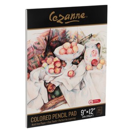 Cezanne 100% Cotton Colored Pencil Pads, 9x12" - 20 Sheets Acid-Free, Fine-Textured Paper, Ideal Colored Pencil Paper, 122 lb. Paper for Colored Pencils Graphite and Charcoal