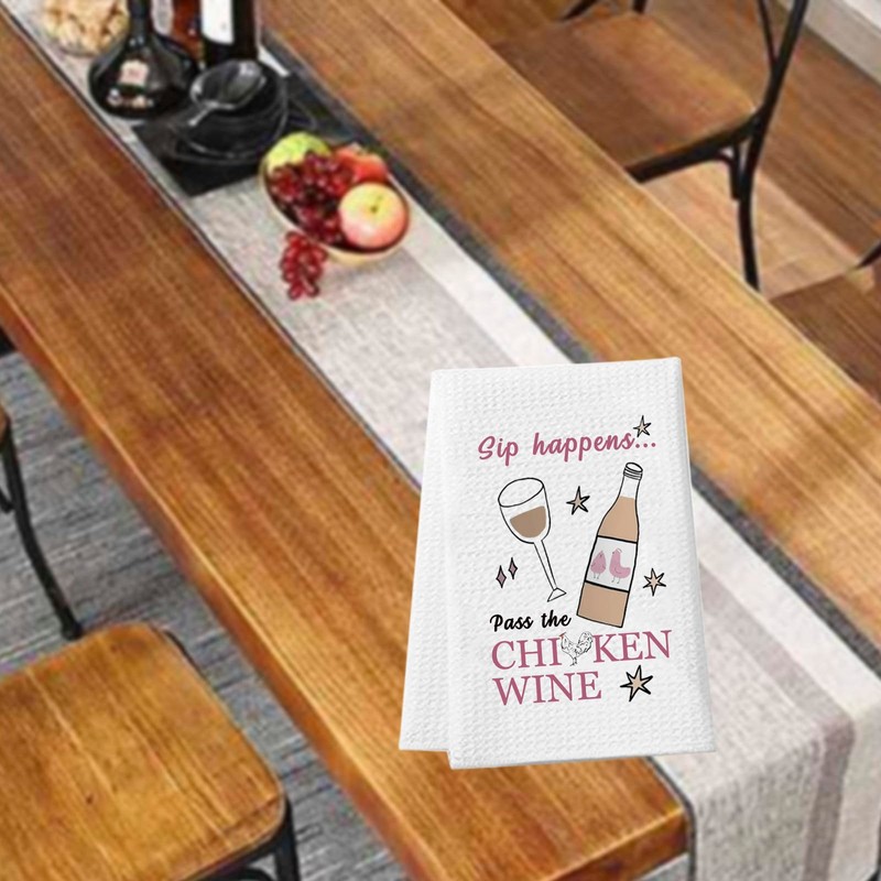 JTOUK Wine Inspired Kitchen Towel Birthday Housewarming Gift for Wine
