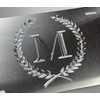 Silver Monogram Crest Car Tag Diamond Etched Engraved .040 Aluminum
