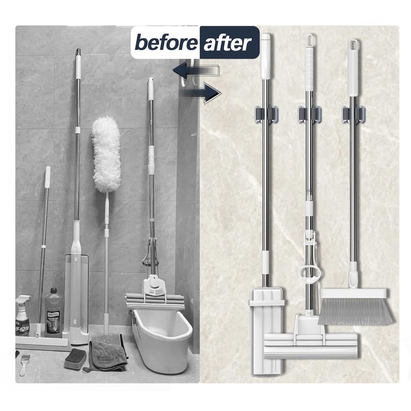 3-H 6 Pack Mop and Broom Holder Big Size Hanging