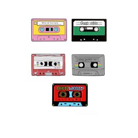 5Pcs Fashion Punk Music Lovers Enamel Pin Lapel Pins Creative Vibes Magnetic Tape DJ CD Badges Brooches Vintage Best Song Brooches for Bag Clothes Lapel Pin Badge Jewelry Gift Friends