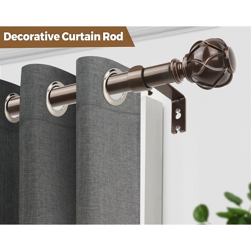 KAMANINA 1 Inch Extra Long Curtain Rod 140 to 195