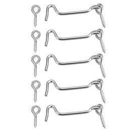 TERF® High Quality Cabin Hook and Eye Zinc 50mm (2 inch) Gate Door Lock Latch Hook Eye For Window Slide Barn Bathroom Toilet Cabinet Cupboard Shed Gate Door Latch and Multi Purpose Use - Pack of 5