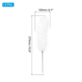 PATIKIL Feather Ballpoint Pen, 2 Pcs 0.5mm Fluffy Vintage Ink Quill Pen Refined Plated Rod Quill Pen for Calligraphy Writing Signature Guest Wedding Gift, White