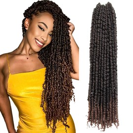 LOCSBYHAND 30 Inch Long Pre-looped/twisted Passion Twist Crochet Hair 4 Packs for Mixed-color Using (4 Packs, T30/Ombre Medium Dark Brown)
