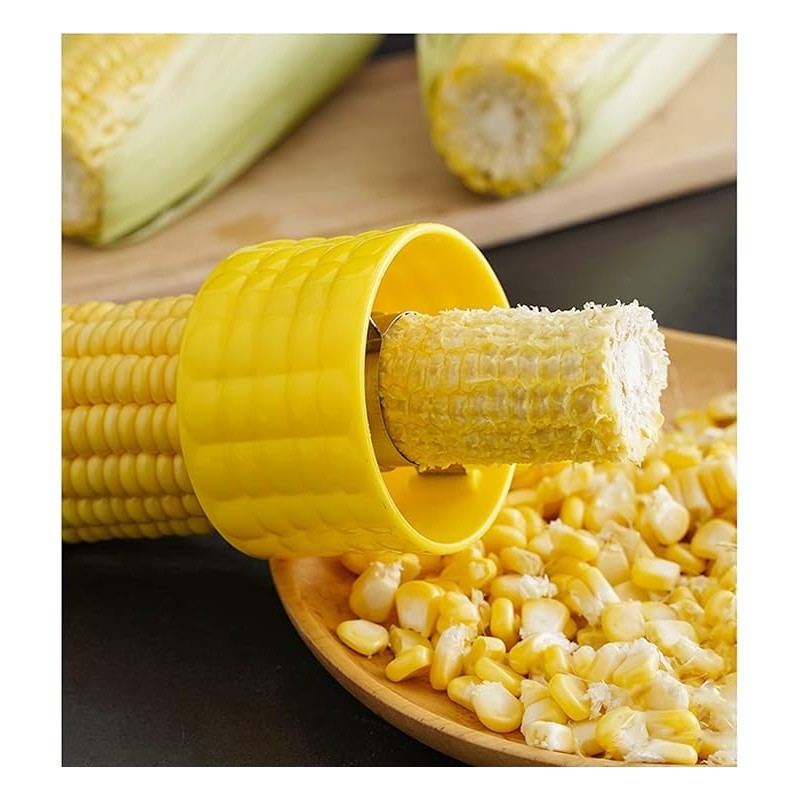 2pcs Cob Corn Stripper,Plastic Corn Peeler for Cobbe,Stainless Steel Blades