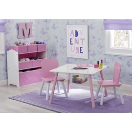 Delta Children 4-Piece Toddler Playroom Set, Pink/White