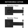 Entry Door Handle Lever with Lock Key, Black Square Heavy