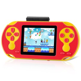 16 Bit Handheld Game for Kids, Video Game Player with Built in 230 HD Games, 3.0'' Screen Retro Electronic Machine with 3 Cartridges, Portable Rechargeable Games for Ages 3-12 (Red)