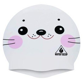 Water Gear Critter Cap - Extremely Durable Swimming Cap for Kids - Great for Improving Swimming Skills and Instilling Confidence in The Water - Long-Lasting Toddler Swimming Cap (White Seal)