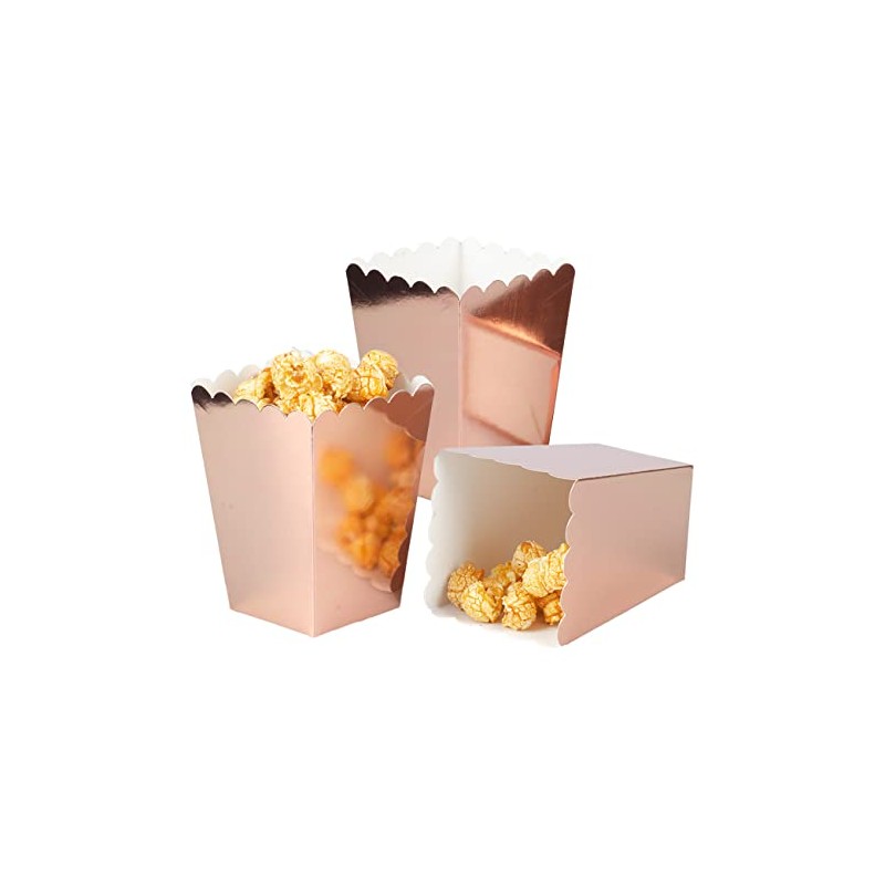 CC wonderland zone 24pcs Rose Gold Mini Popcorn Boxes Paper