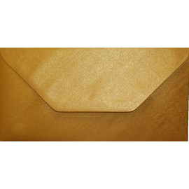 DL Coloured Envelopes for Greeting Cards Wedding Invitations & Crafts (110x220mm) Pack of 100 (Metallic Gold)