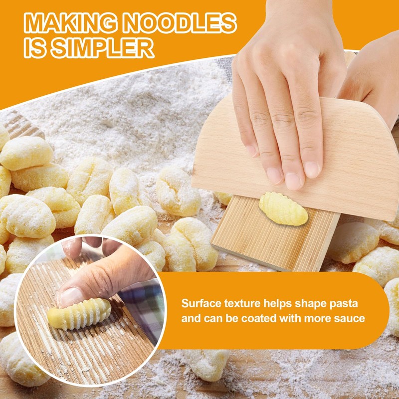 6 Pcs Gnocchi Boards, Wood Pasta Board with 6 Pcs