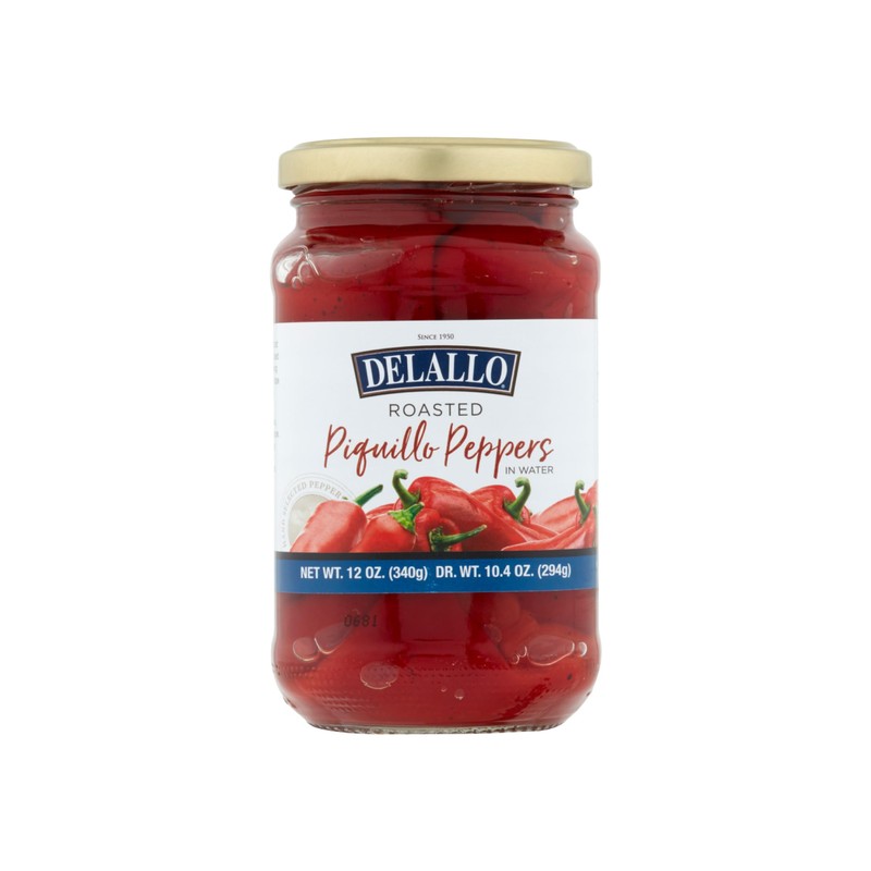 DeLallo Roasted Piquillo Peppers, 12 oz. Jar, (12 Pack), All