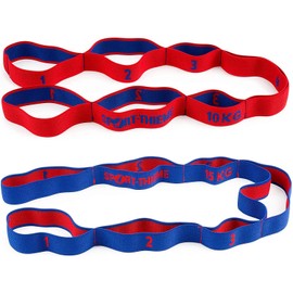Sport-Thieme Fitness band with handles loop made of fabric, textile band with loops made of latex and polyester threads, length: 120 cm, colour: blue-red, various tensile strengths: 10 kg or 15 kg