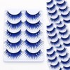 5 Pairs Glitter Eyelashes 3D Blue Cosplay Anime Eyelashes Rhinestone