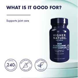Higher Nature - MSM Glucosamine Joint Complex - Vitamin C, Copper & Zinc - Multivitamin Tablets for Women & Men - Vegetarian & Vegan - 240 Tablets