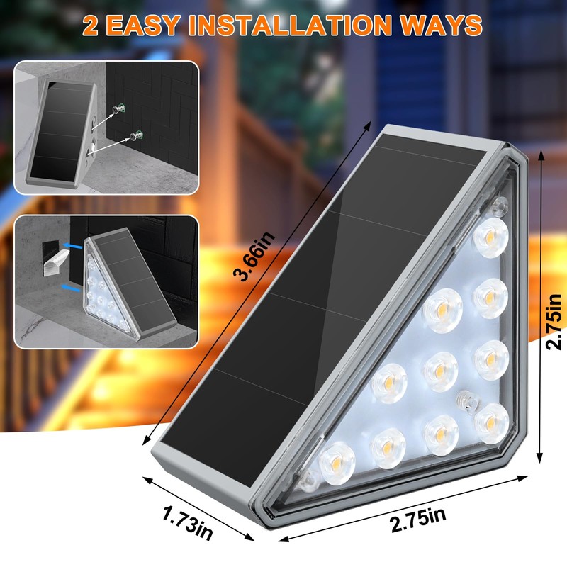 AUDLES 12 Pack Solar Stair Lights Outdoor Stair Lights with