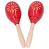 2 Pcs Maracas Red Carved Wooden Sand Ball Percussion Instrument