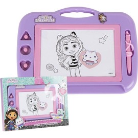 CERDÁ LIFE'S LITTLE MOMENTS Gabby's Dollhouse Magnetic Drawing Board with Pen and Stamps - Reusable Writing Board for Kids for Girls and Gabby's Dollhouse Fans