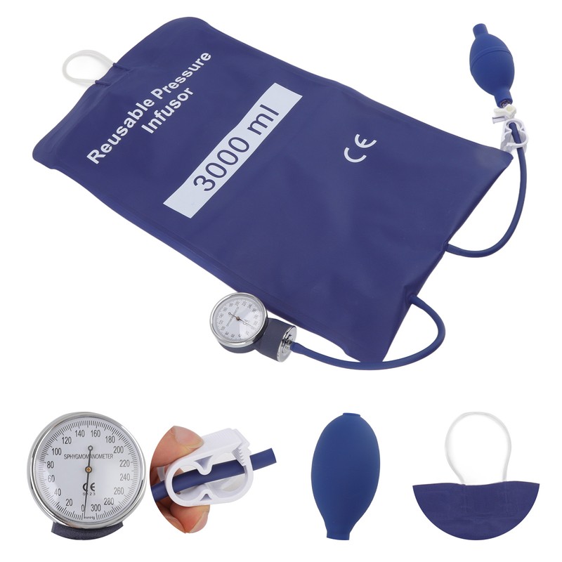 3000ml Pressure Infuser Bag with Pump and Metal Gauge for