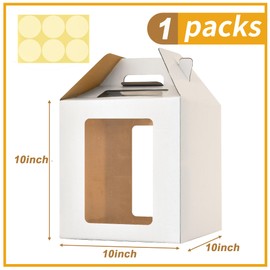 Cajas de pastel de 10 x 10 x 10 pulgadas de alto con ventanas, portador de pasteles de 8 pulgadas y 10 pulgadas de alto, caja de pastel con capas, caja de pastel grande escalonada, caja de panadería