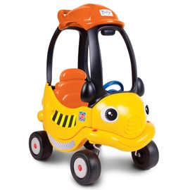 Grow'n Up Cooper The Construction Coupe, Safe Sturdy Body, 360-degree Spinning Wheels, Doors Lock and roof Handle, Storage Tray, Ages 1.5+