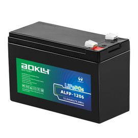 A AOKLY 12V 6Ah LiFePO4 Battery, Rechargeable 6AMS Deep Cycle Lithium Iron Battery for Fish Finder, UPS,Kids Ride On Toys