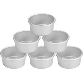 Moldes Redondos de Aluminio para Hornear Mini Moldes para Pastel Individual para Tartas, Chocoflan, Mini Flan, Brownies, Postre y Quiches, 6 Piezas