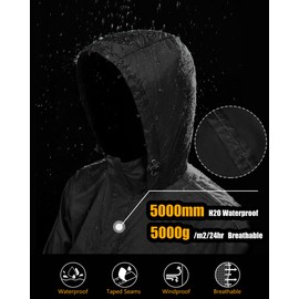 33,000ft Men's Pullover Rain Jacket Waterproof with Hood Lightweight Packable Raincoat Windbreaker for Golf Travel