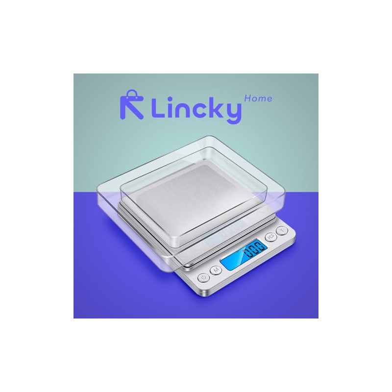 Báscula Digital de Precisión Lincky 0.1g a 500g, Balanza Electrónica
