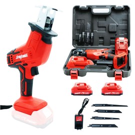DOGTOOTH 21V Compact Cordless Saber Reciprocating Saw Set with 2 * 2.0Ah Batteries for Wood & Metal Cutting, Compatible with Makita 18V Battery, include 4* Tool-Free Bladese, Charger