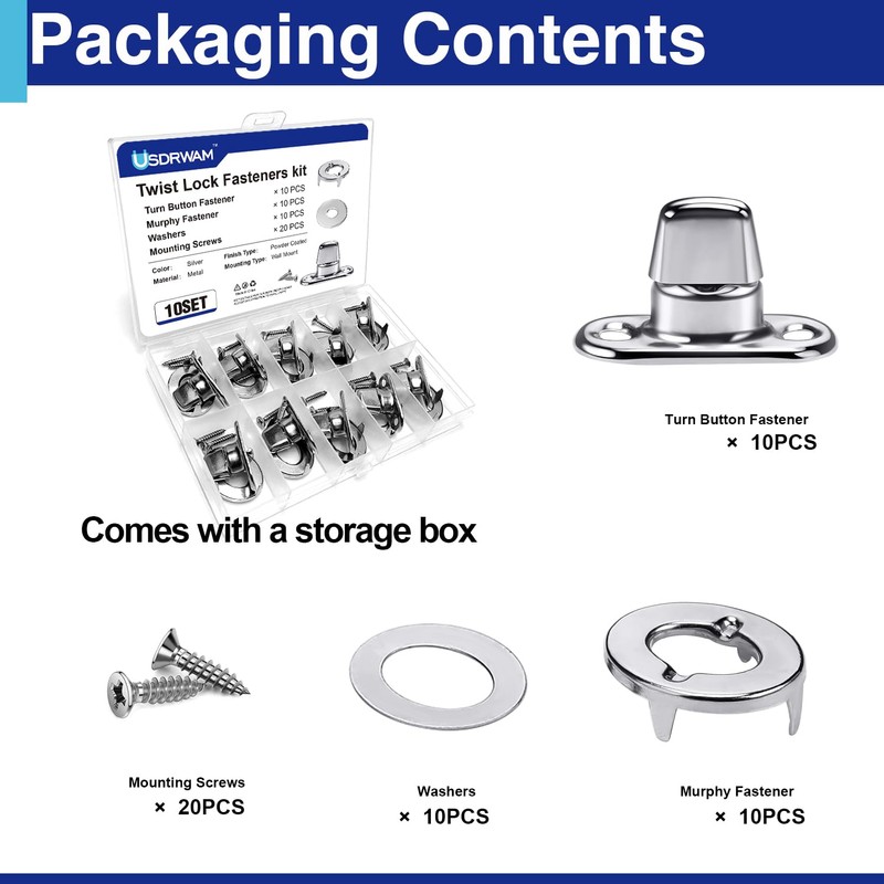 Usdrwam 10 Set Twist Lock Fasteners with Turn Button Fasteners