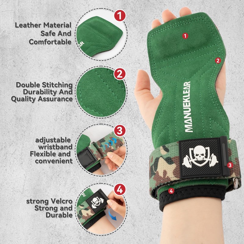 Double Layer Leather Weight Lifting Straps, Premium Gym Straps for