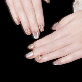 Cat Eye Glitter Nail Tips Pastel Cat Eye Magnets Set of 10 Coffin Press on Nails Handmade Nail Art Tips (XS)