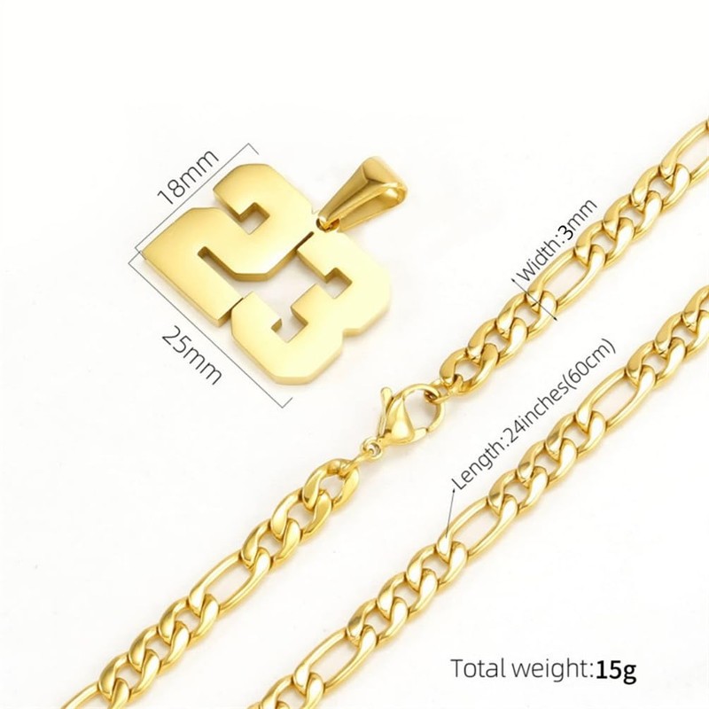 PAURO Unisex's Number Athletes Number Pendant Sport Necklace Gold 67
